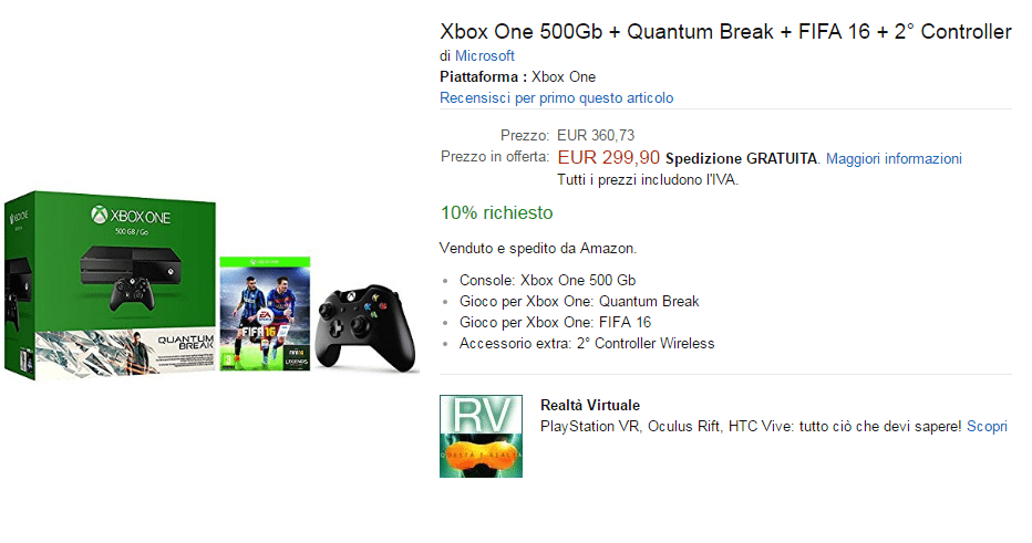 Xbox One 500 GB + Q- Break + Fifa 16 + 2 controller