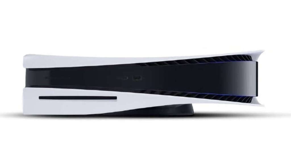 PlayStation 5 in orizzontale con base