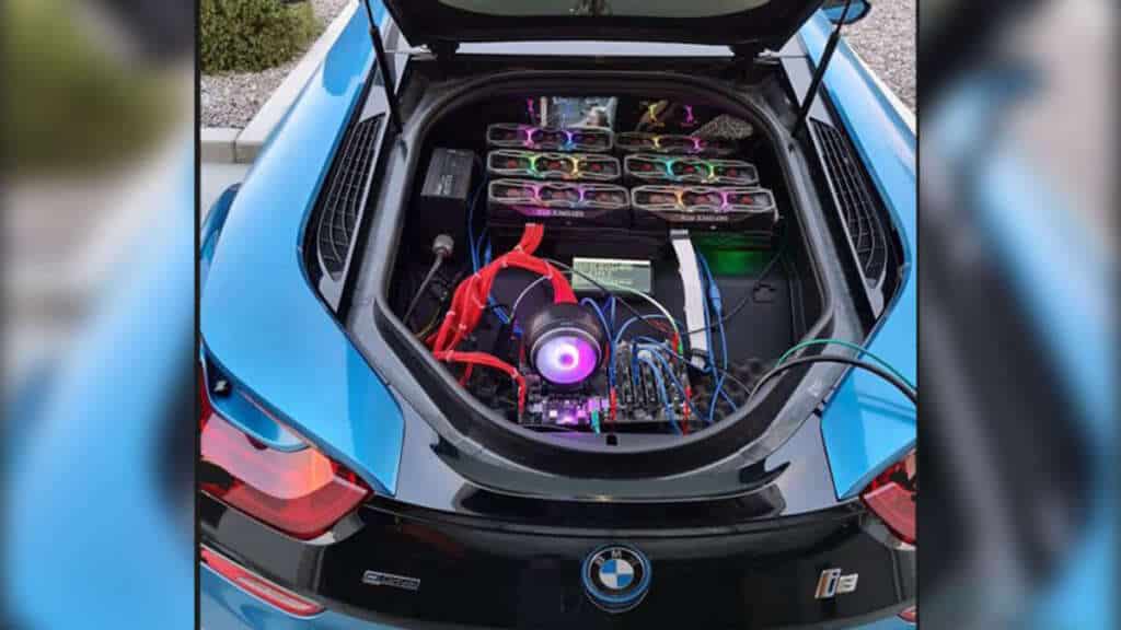 Nvidia RTX 3080 cryptomining BMW i8 2