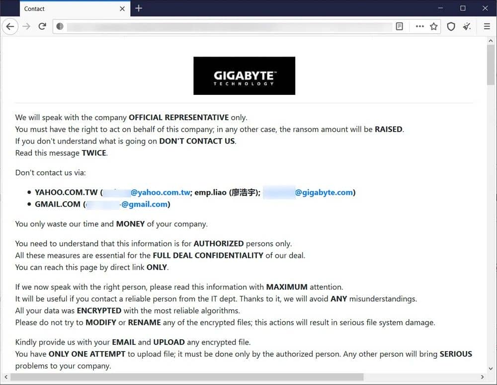 Gigabyte attacco hacker ransomware