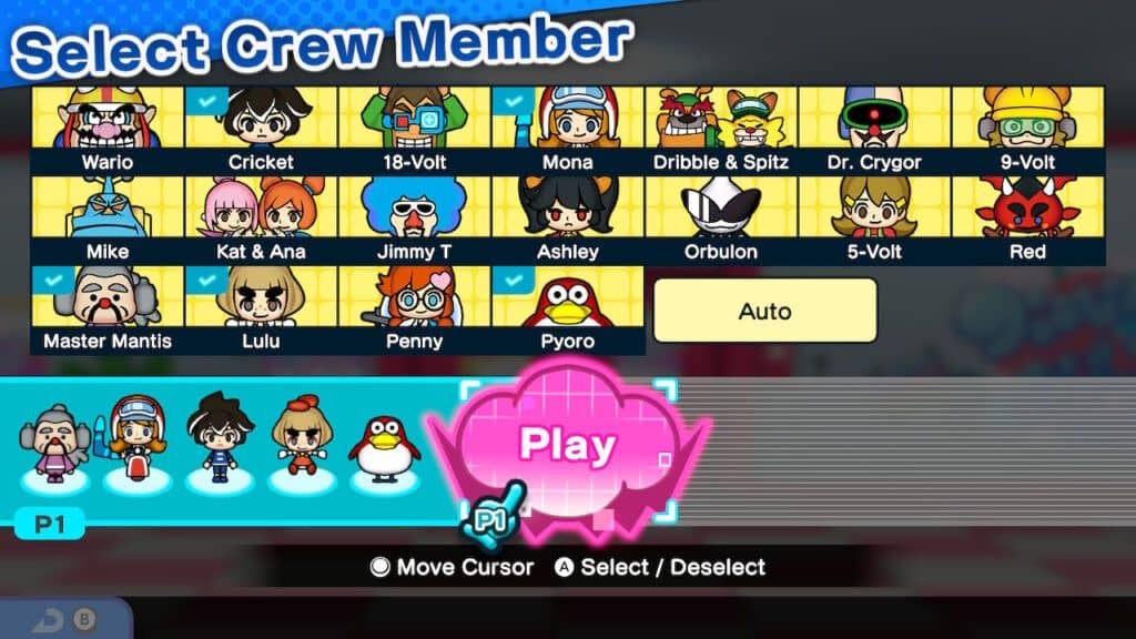 WarioWare Get It Together! Character Selection