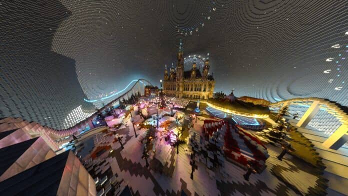 The NVIDIA RTX Winter World - the world’s largest winter wonderland experience, built virtually in Minecraft and created by NVIDIA in partnership with Great Ormond Street Hospital Children’s Charity (c) NVIDIA