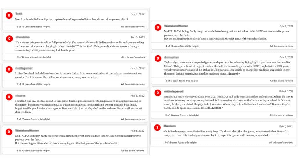 Dying Light 2 Techland review bombing doppiaggio italiano 2