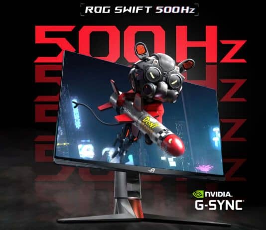 ASUS ROG Swift 500Hz è il primo monitor gaming al mondo con un refresh rate da 500Hz e NVIDIA G-Sync! ASUS ROG Swift 500Hz