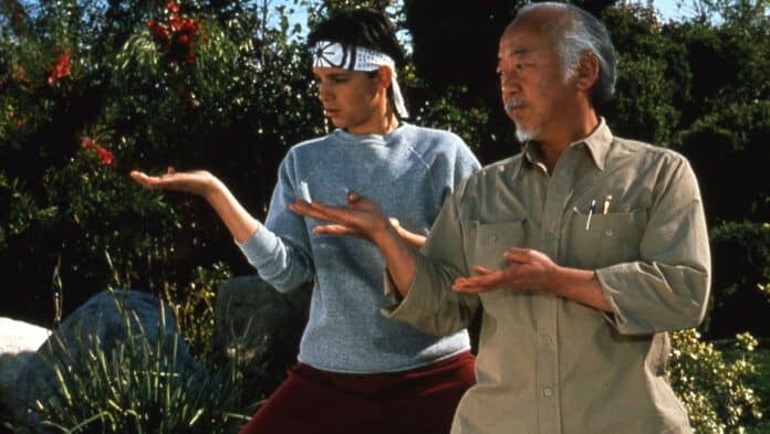 karate kid pat morita ralph macchio daniel larusso maestro miyagi cobra kai
