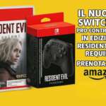 Il nuovo Switch 2 Pro Controller in edizione Resident Evil Requiem è in prenotazione su Amazon con prezzo minimo garantito Nintendo Switch 2 Pro Controller Resident Evil Requiem in offerta preorder su Amazon. Nell'immagine è presente anche la confezione di Resident Evil Requiem per Switch 2, il logo Amazon e la scritta "Il nuovo Switch 2 Pro Controller in edizione Resident Evil Requiem prenotazione"