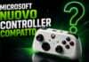 Nuovo controller compatto Xbox di Microsoft mostrato in una immagine promozionale con punto interrogativo verde neon.